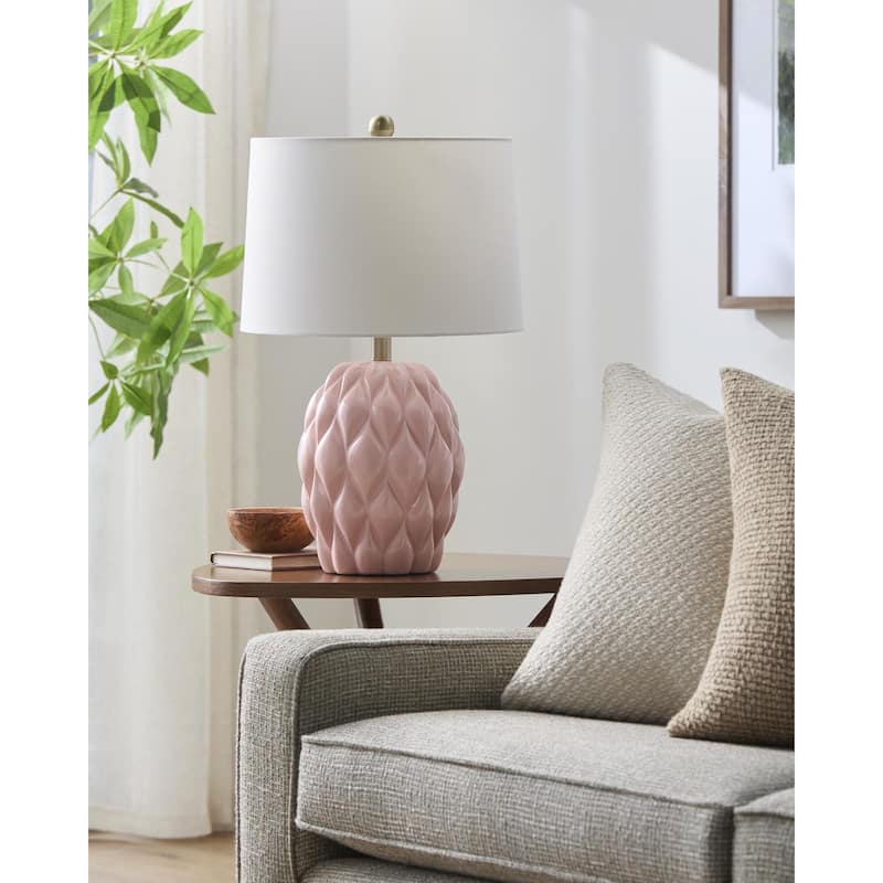 Livabliss Cagli Country Accent Table Lamp - Pink/White