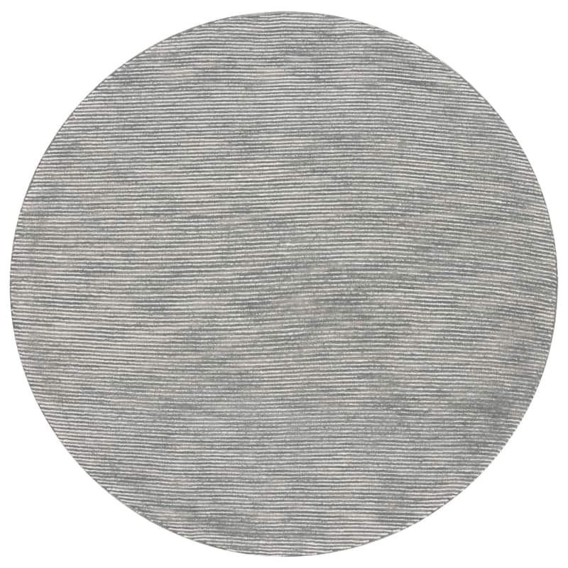 SAFAVIEH Handmade Ebony Sora Wool Rug - 6' Round - Grey/Ivory