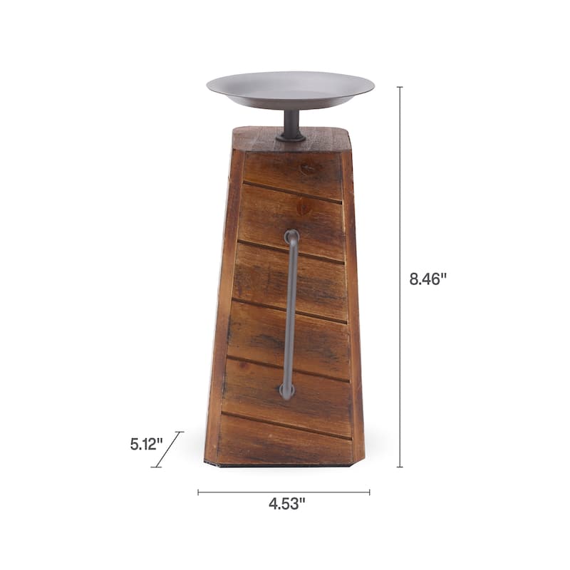 Elements Wood and Metal Handled Pillar Holder, 5X10 Inch