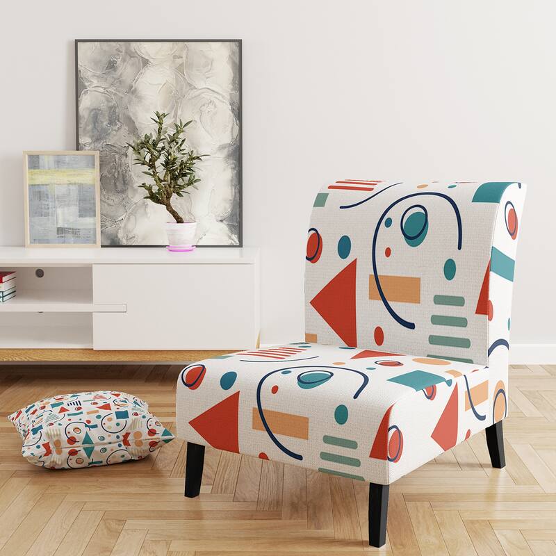 Designart "Multicolor Trendy Geometric " Upholstered Patterned Accent Chair and Arm Chair