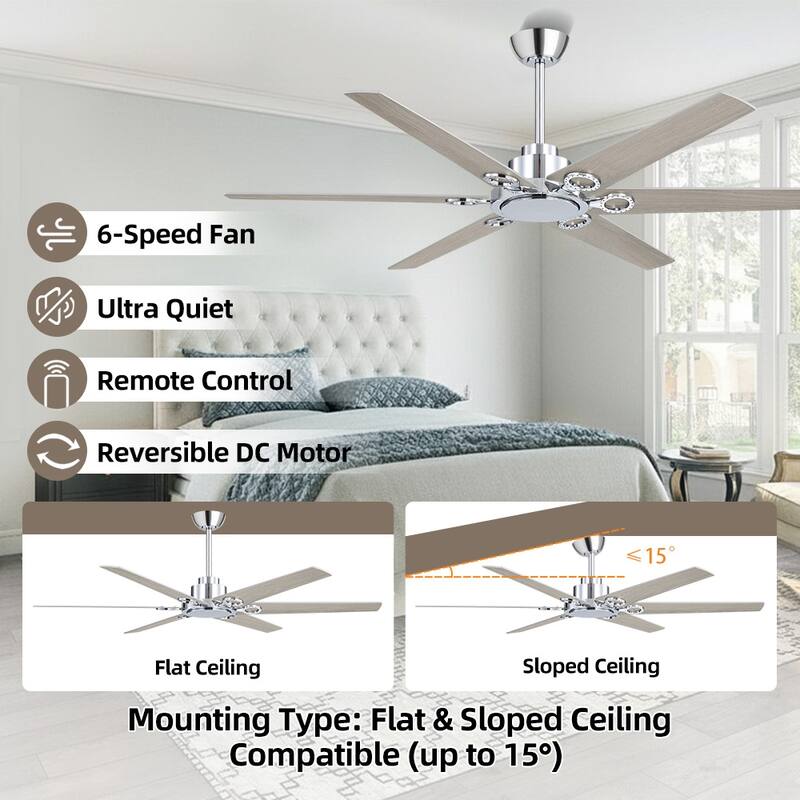 MLiAN 64 in 6 Playwood Blades Dc Motor Indoor Downrod Standard Ceiling Fan With Remote - 64''