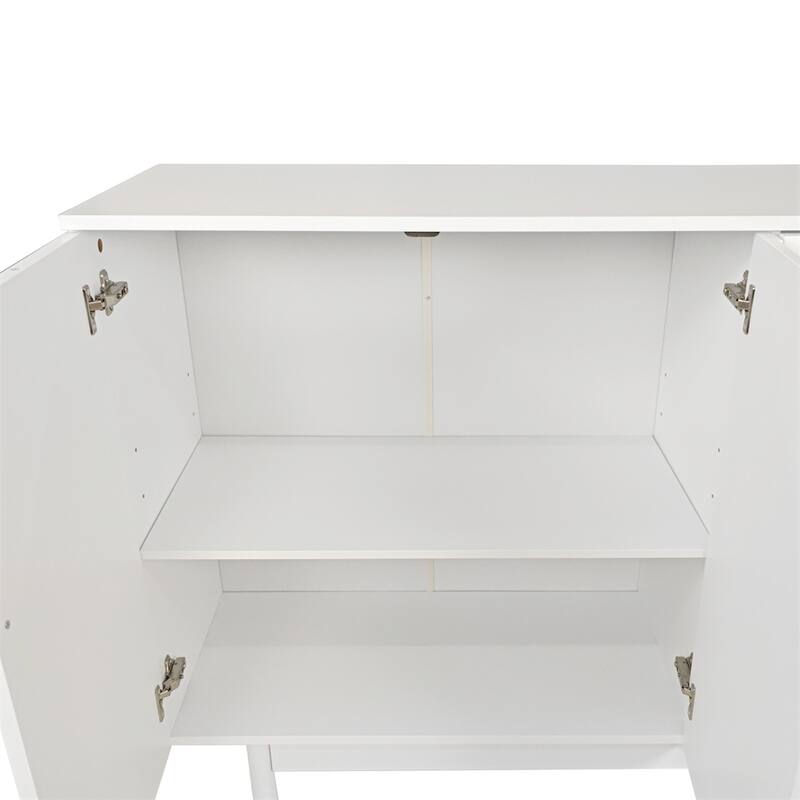 Stylish and Functional 4-Door Intaglio Storage Cabinet with Pine Legs