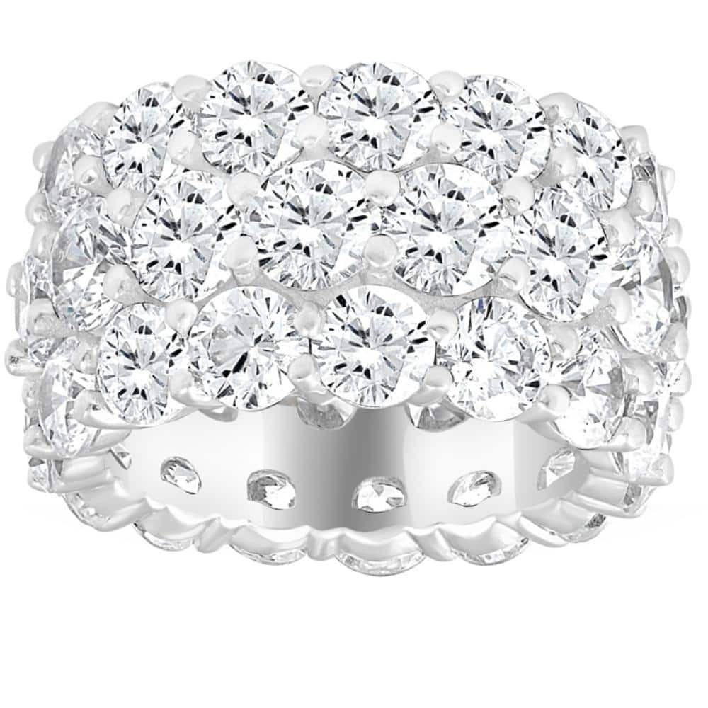 Bliss Diamond 16 Ct Lab Grown Diamond 3-Row Eternity Wedding Ring in 10k White or Yellow Gold