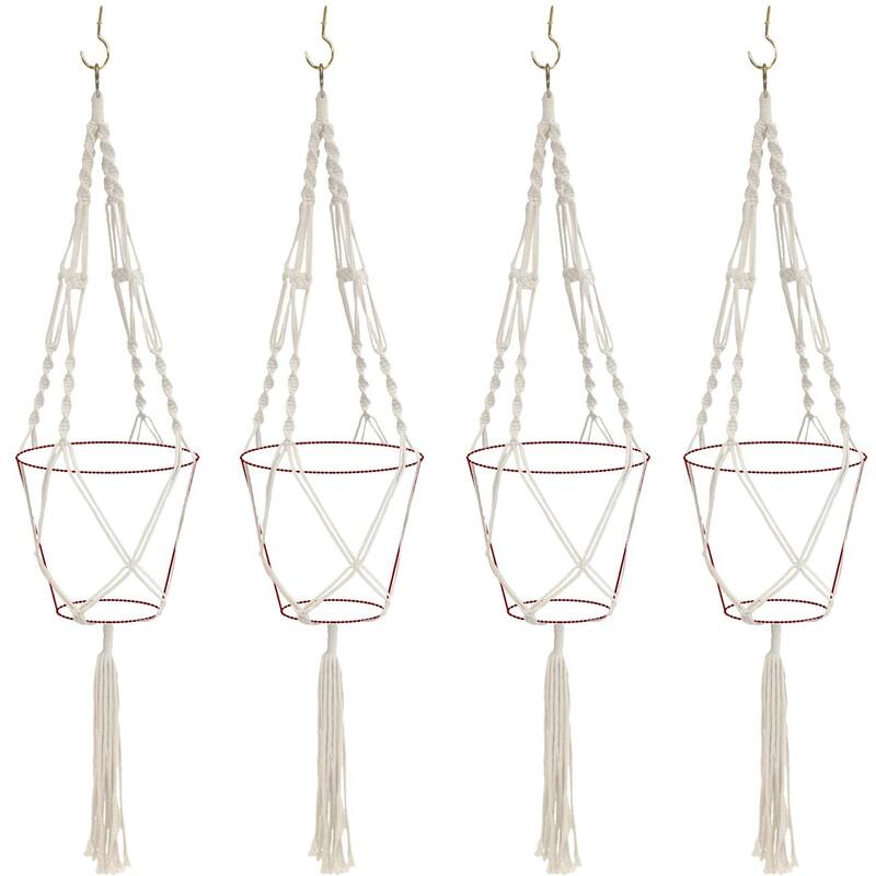 Macrame Plant Hanger (4, 6, 8 Pack) Hanging Plant Pots Cotton Rope