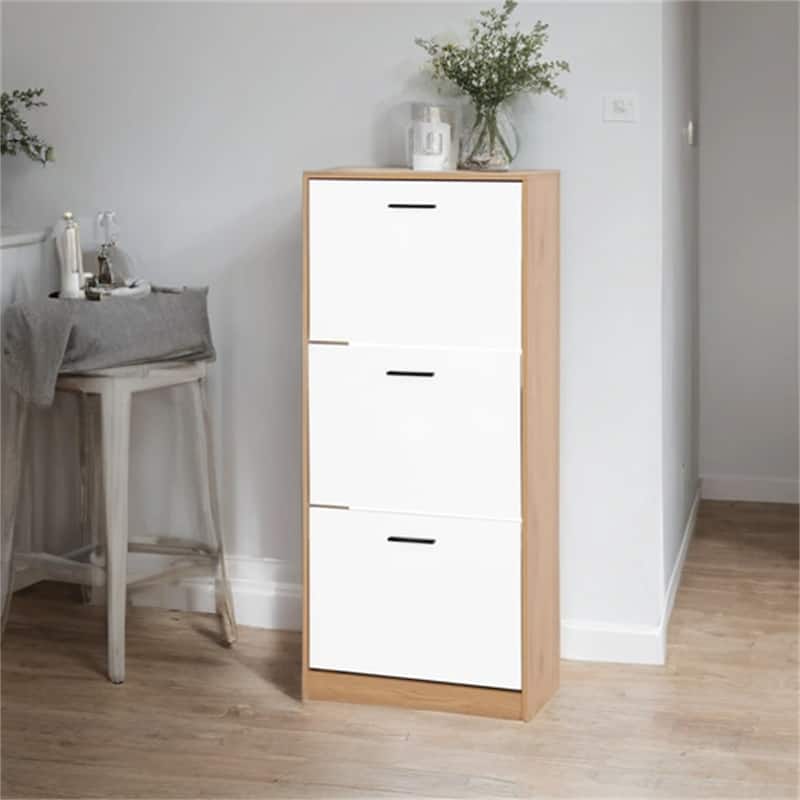 Freestanding Shoe Storage Cabinet with Panel Flip Drawers for Entryway