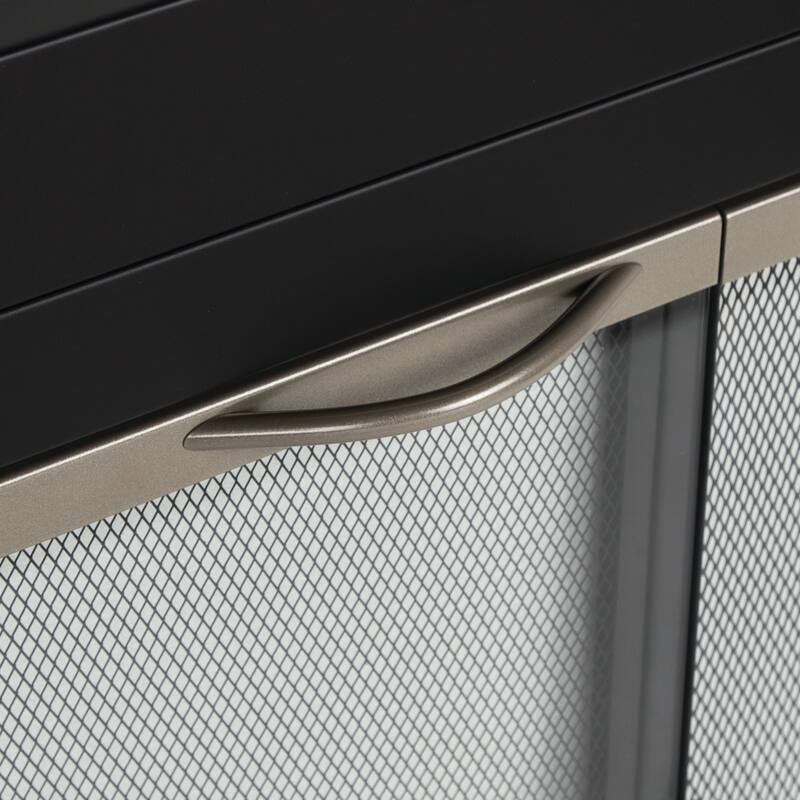 Pleasant Hearth Alsip Fireplace Glass Door Black & Sunlight Nickel