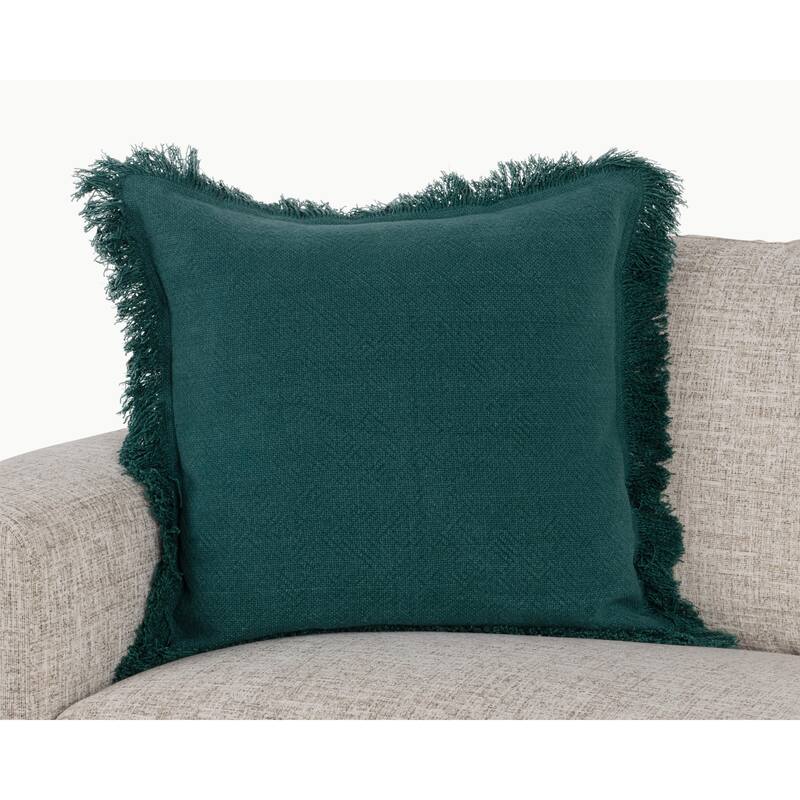 Villa by Classic Home Agatha 22" Linen Blend Throw Pillow - Emerald Green