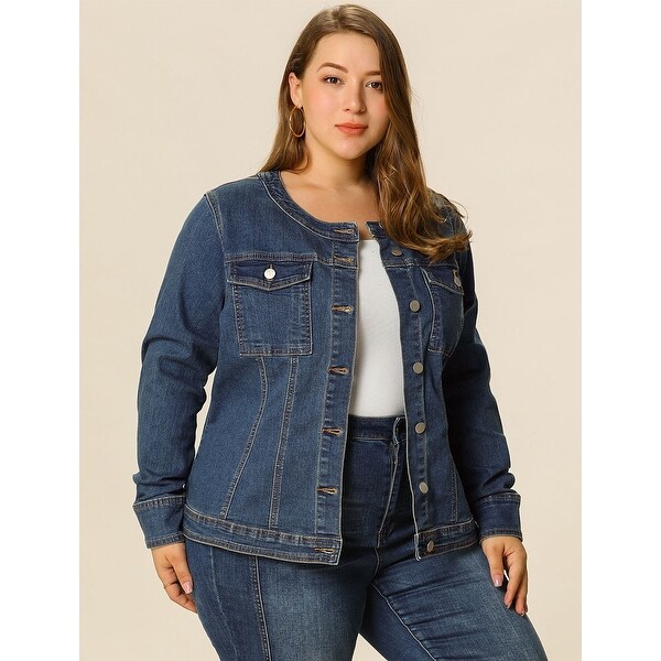 collarless jean jacket