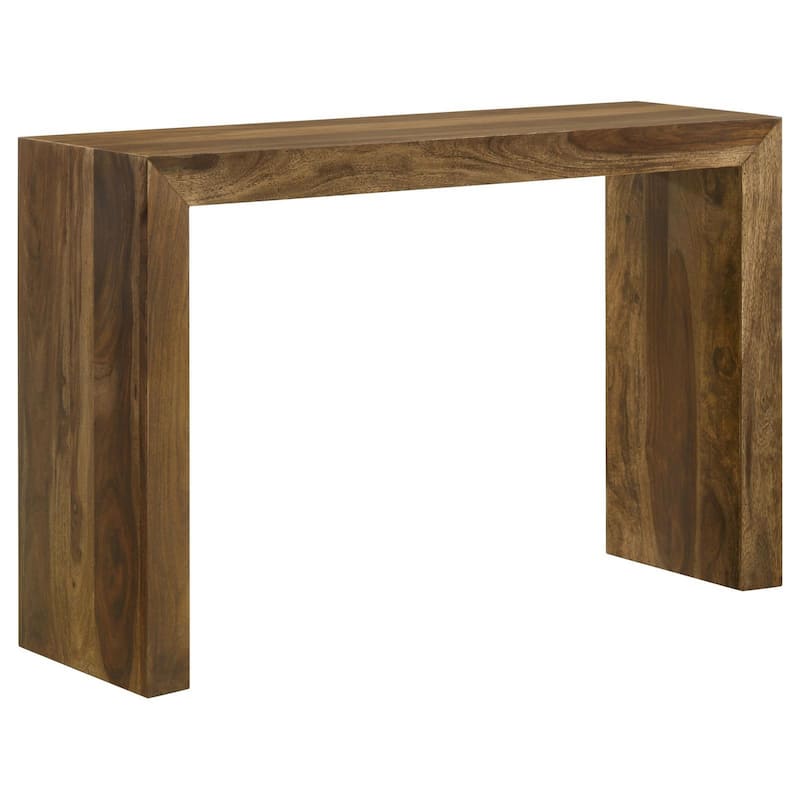 Ody 34 Inch Console Sofa Table, U Shaped, Sheesham Wood, Auburn Brown - Brown - Wood