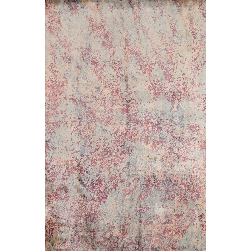 Abstract Indian Area Rug Handmade Multi-Color Wool Carpet - 5'4"x 7'6"
