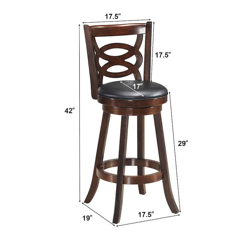 Counter Height Upholstered Espresso Swivel Dining Chair-29" - 17.5" x 19" x 38"