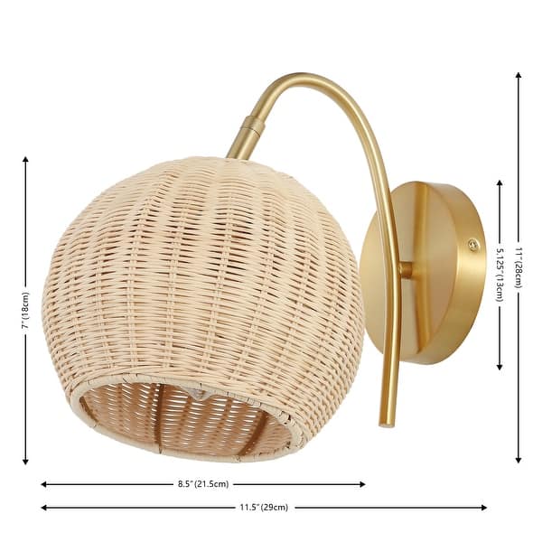 SAFAVIEH Lighting Nahum 8.5" Wall Sconce (Set of 2) - 11.5" x 8.5" x 11"-W/D/H