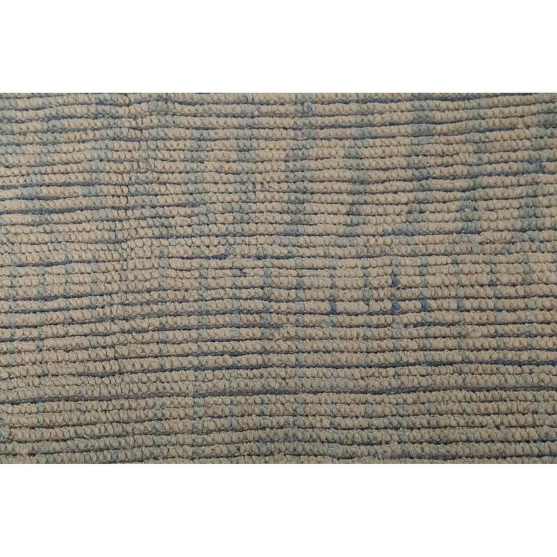 All-Over Abstract Moroccan Modern Area Rug Handmade Stripe Wool Carpet - 8'10"x 11'9"