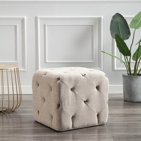 WOVENBYRD 19" Square Pintucked Ottoman