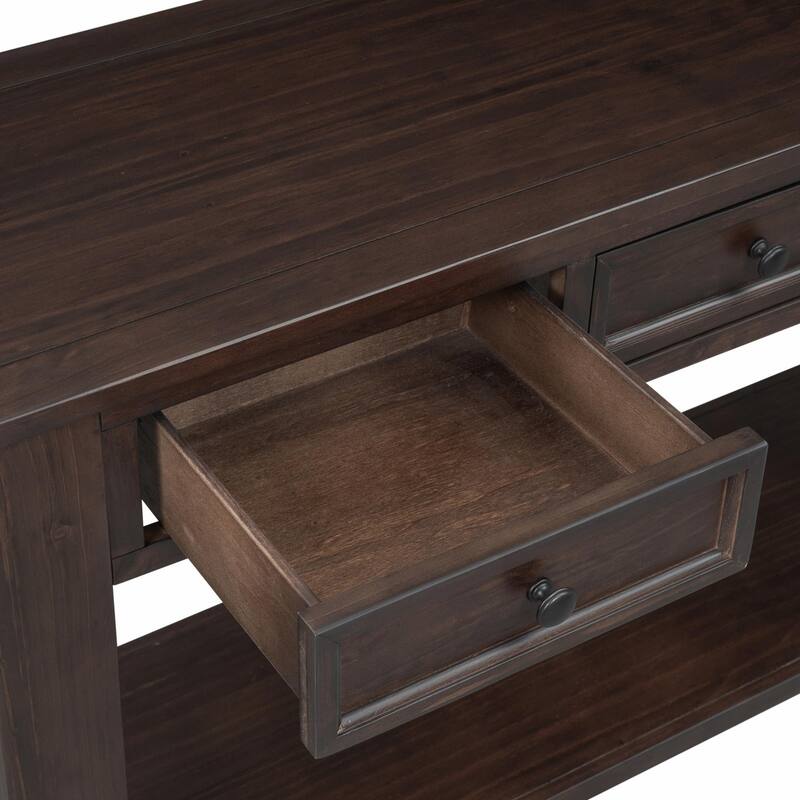 Entryway Console Table: Storage Drawers, Bottom Shelf
