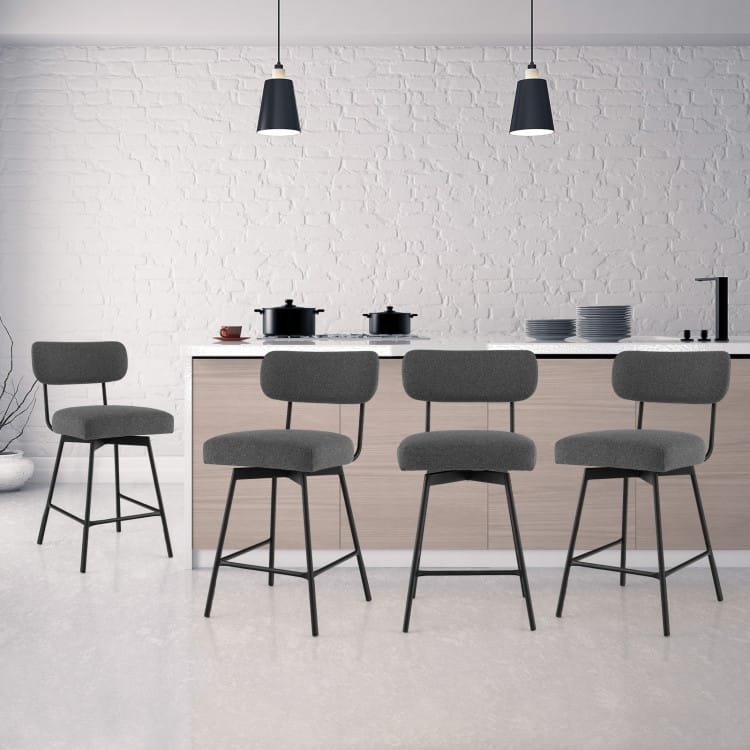 25" 2-Piece Modern Upholstered Bar Stools with Back and Footrests - 17.5" x 17" x 36" (L x W x H)