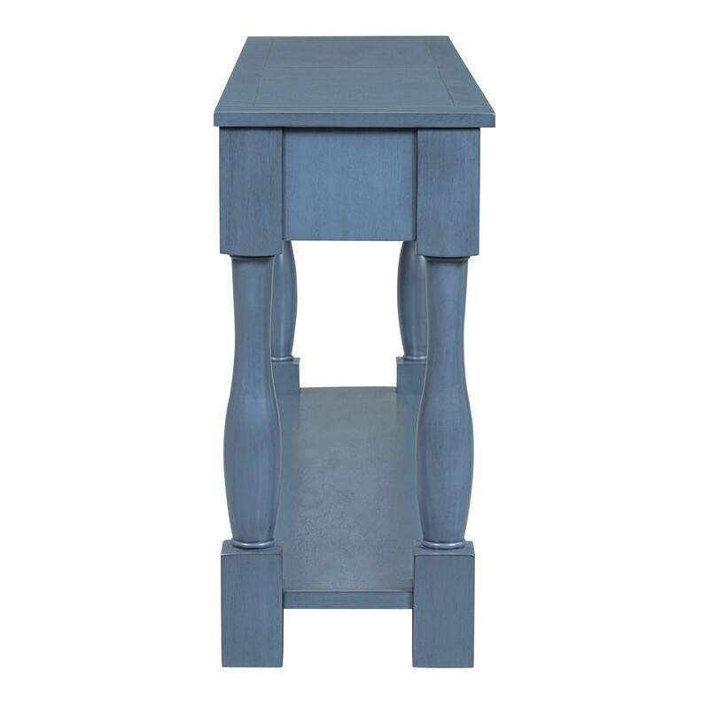 63"Long Console Table with 3 Drawers and Shelf for Entryway and Living Room in Mediterranean Design