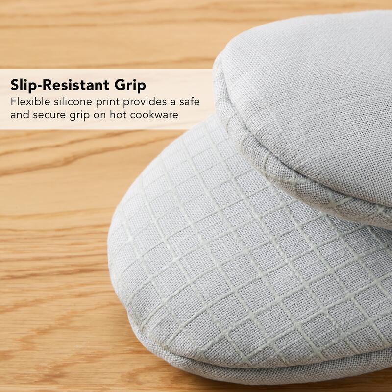 KITCHENAID Gourmet Series Gridlines Mini Oven Mitts 2-Pack Set, Heat Resistant up to 600°F, Soft Silicone Grip, Magnetic Cuff
