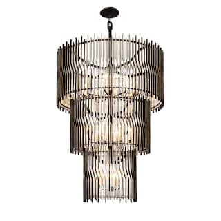 Varaluz Park Row 18-Light 3-Tier Chandelier - Matte Black/French Gold