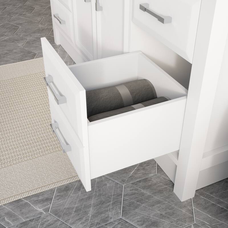 Calumet 60-in Solid Hardwood Bathroom Vanity with Engineered Stone Countertop