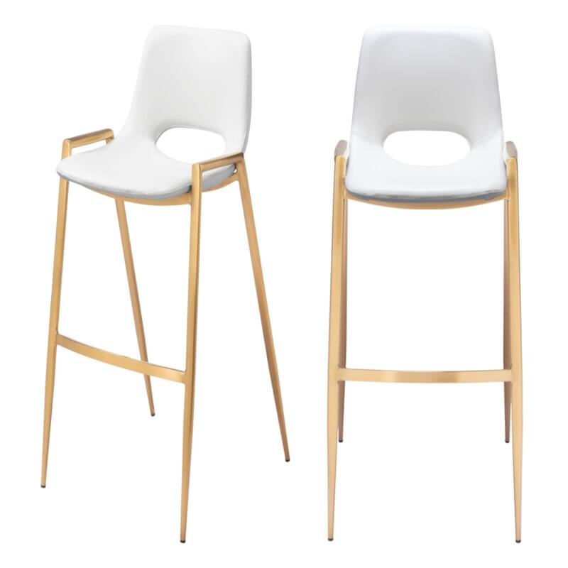 Set of 2 Faux Leather Low Back Chairs with Steel Frame and Footrest