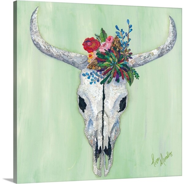 "Floral Bull Skull" Canvas Wall Art