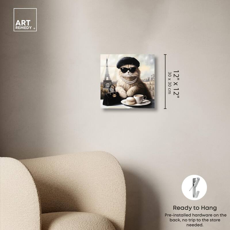 Cat in Paris Treats Acrylic by Art Remedy, Ready to Hang