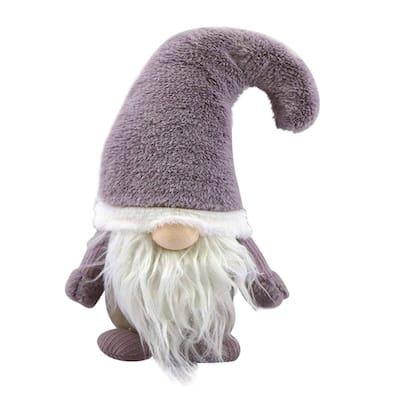 Plush Standing Christmas Gnome Figurine - 13.5" - Purple and White