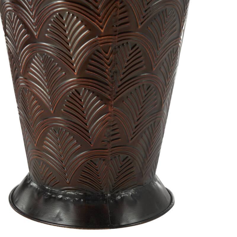 Metal Tall Decorative Vase with Geometric Designs - Set of 3 Dark Brown - Roche River Decor