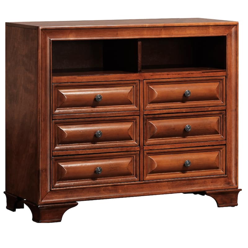 6-Drawer Wooden TV Media Chest - 42" - Brown