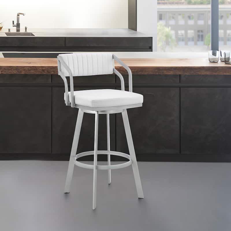 Scranton Faux Leather & Metal Swivel Counter/Bar Stool