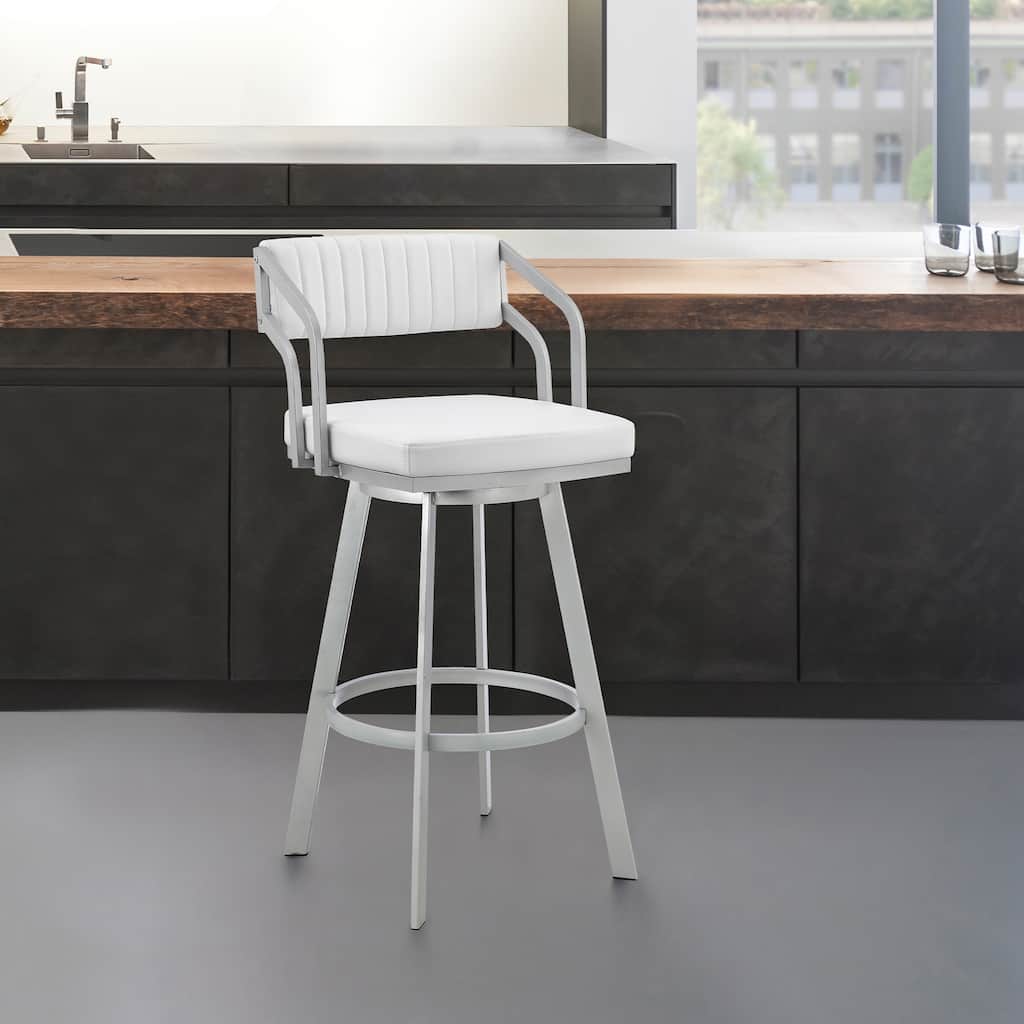 Scranton Faux Leather & Metal Swivel Counter/Bar Stool