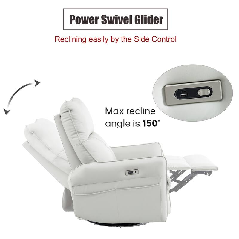MERAX 270° Power Swivel Rocker Recliner Chair with USB Ports