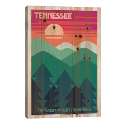 Tennessee Retro Travel Poster Print On Wood by Jim Zahniser - Multi-Color