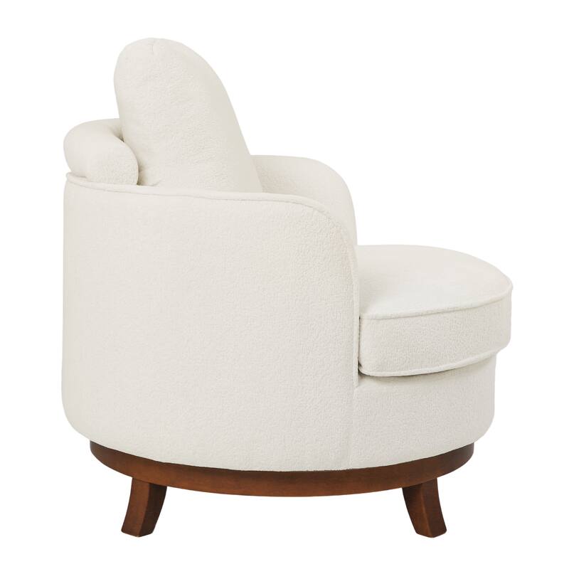 Modern Set of 2 Chenille Wooden Swivel Barrel Chair Upholstered Ergonomic Design