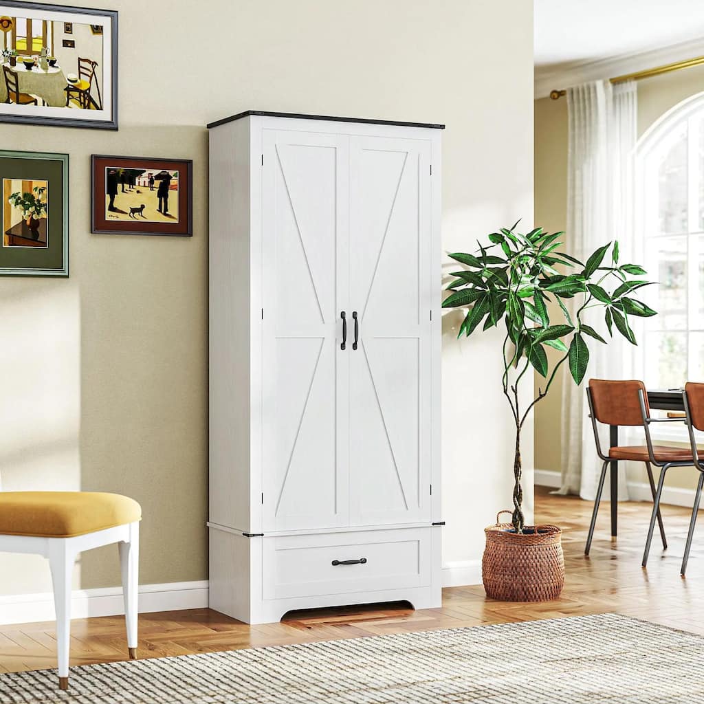 72" Farmhouse Kitchen Pantry Cabinet with Adjustable Shelves