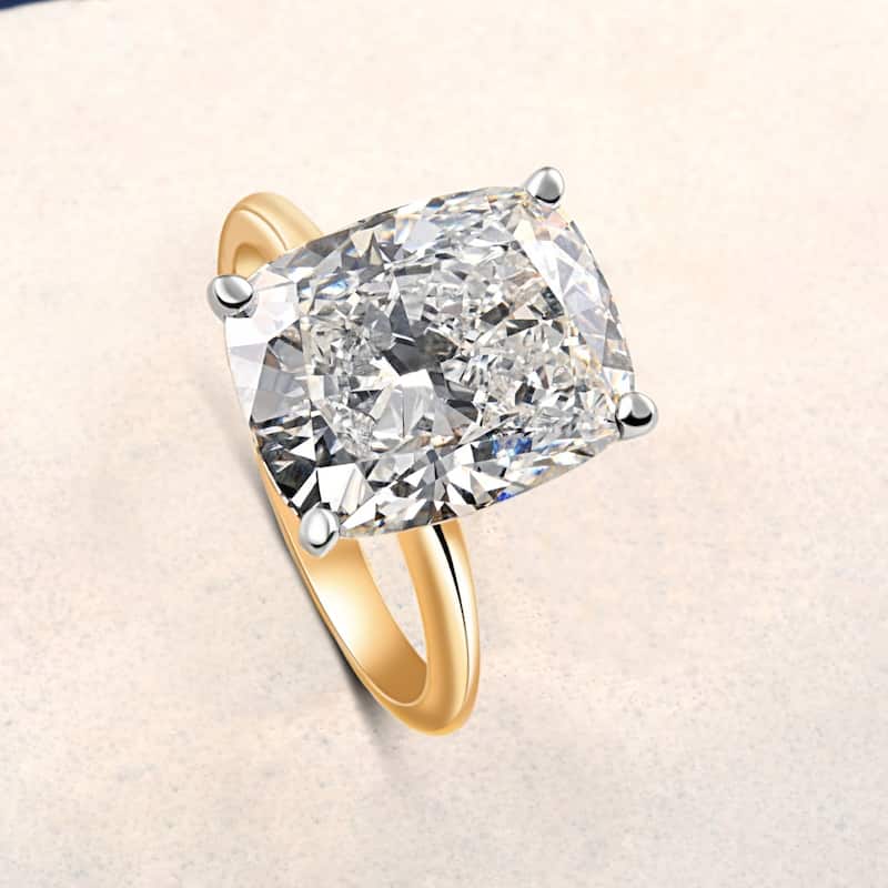 5Ct Two Tone Certified Lab Grown Cushion Diamond Engagement Ring