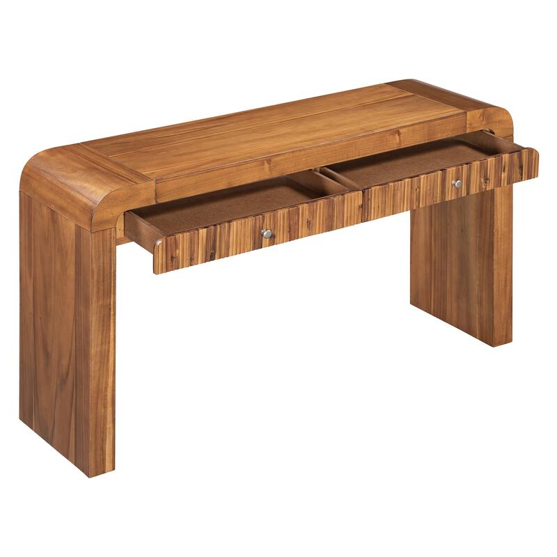 Wood Console Table Rectangular Sofa Table Behind Couch Table with 2 Drawer, Narrow Entryway Table Accent Table for Living Room