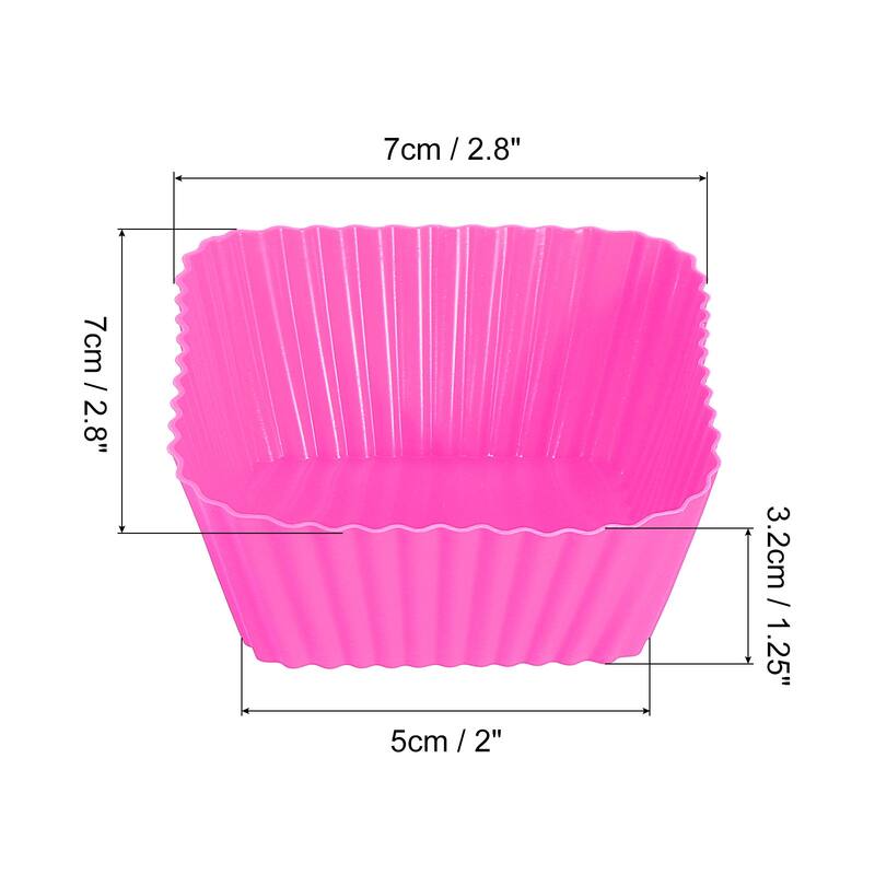 Silicone Cupcake Baking Cups, 2.8" Square Muffins Liners - Rose Red - 18Pcs