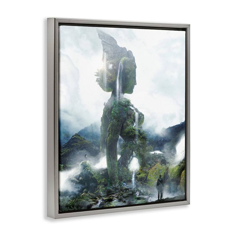 Stupell Mossy Nature Statue of Woman Framed Floater Canvas Wall Art Design By Barrett Biggers