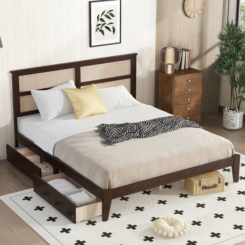 Rubber Wood Bed with Enhanced Support Salts and Feet