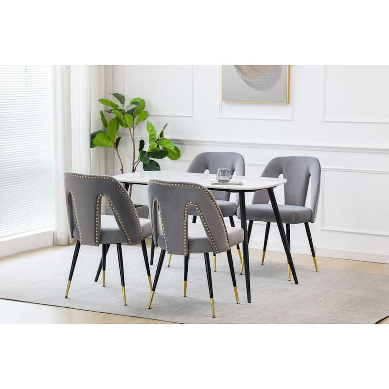 GDFStudio Modern Armless Velvet Upholstered Dining Chairs with Metal Legs