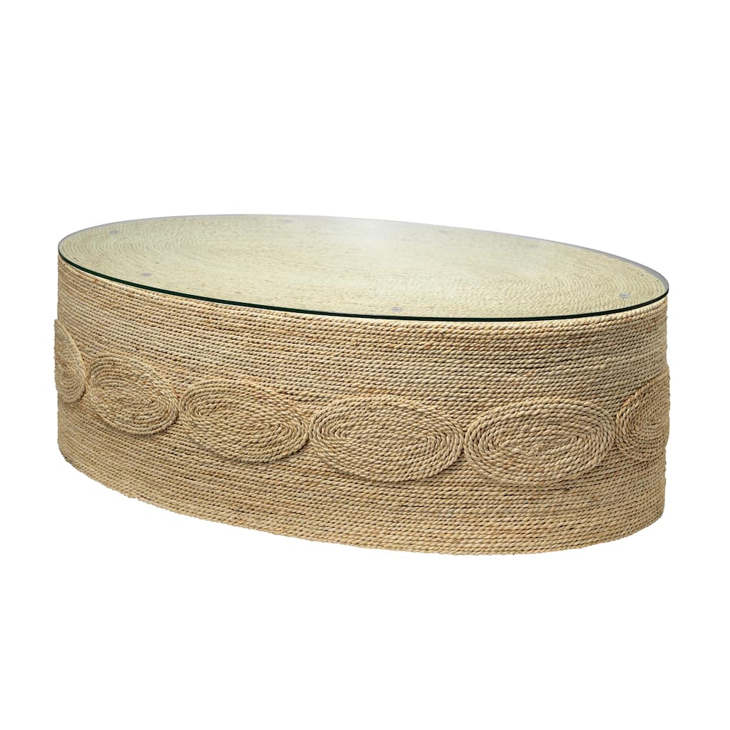 Jamie Young Barbados Oval Corn-Straw Coffee Table