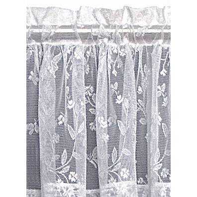 Isabella Lace Curtain Valance, Soft Light Filtering Butterfly Motif, Rod Pocket Panel Top, Two to One Fullness.