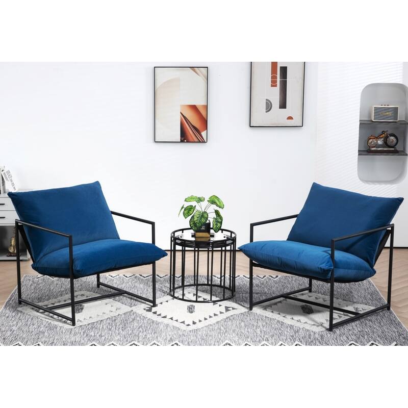 Modern Textured Velvet Sling Accent Chair
