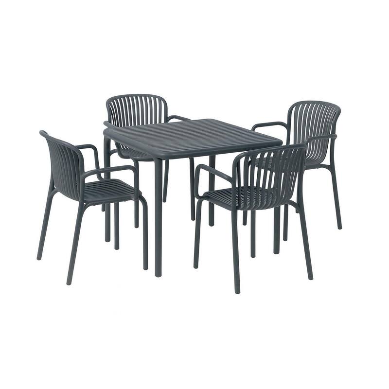 Brene 31" Square Contract Grade Outdoor Dining Table Set with 4 Chairs