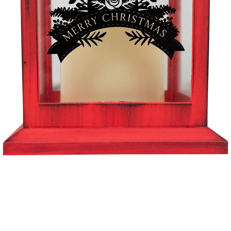 LED Lighted Merry Christmas Deer Flickering Candle Lantern - 13.75"