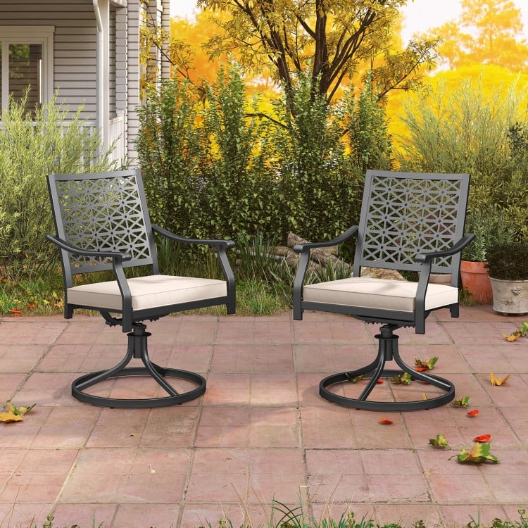 Outdoor Swivel Patio Dining Chairs with Cushions Set of 2 - 23" x 23" x 35"