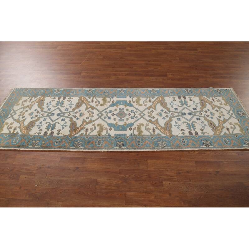All-Over Oushak Indian Runner Rug Handmade Wool Carpet - 2'7"x 7'8"