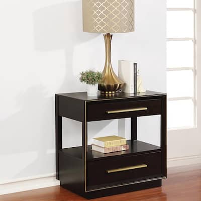 Smoked Peppercorn 2-drawer Nightstand，Suitable for bedrooms,living rooms,apartments